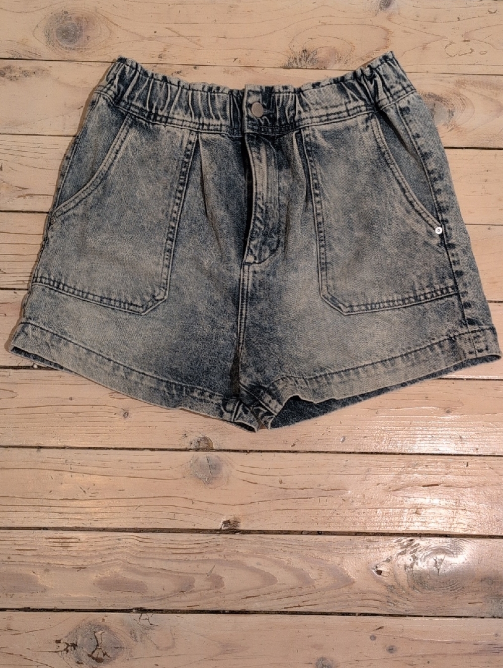 DL1961 Women's Washed Gray High-Rise Denim Shorts